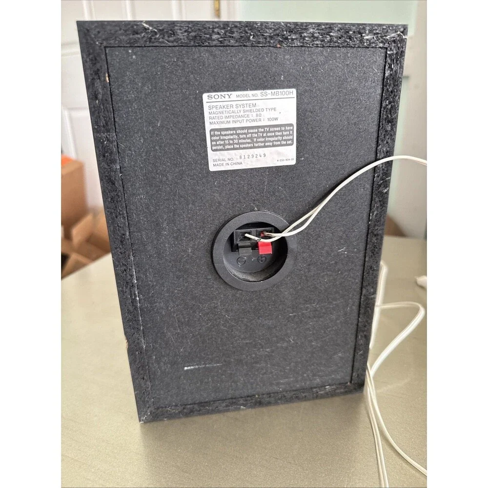 Single Sony SS-MB100H Bookshelf Speaker - 100W 8 Ohm - Untested Cords Intact